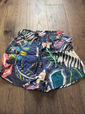 Women's Multi-Color Tropical Print Elastic Waist Shorts